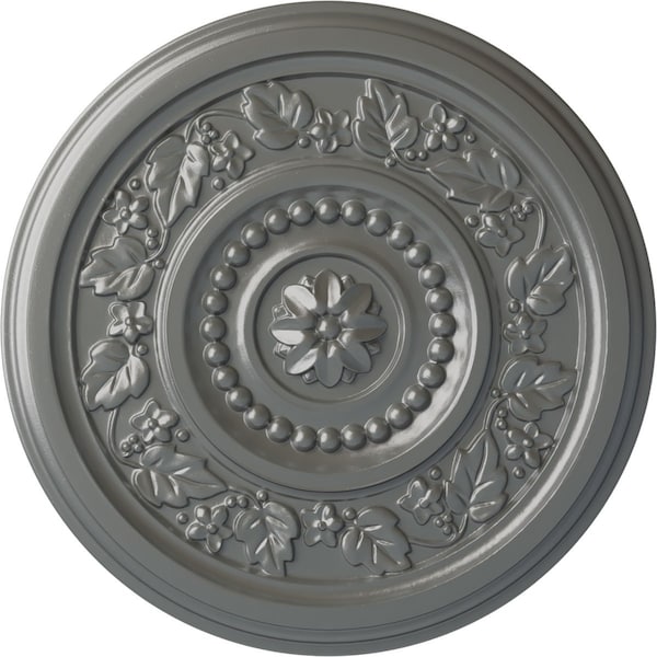 Ekena Millwork Marseille Ceiling Medallion (Fits Canopies up to 4 1/4"), Hand-Painted Silver, 16 1/8"OD x 5/8"P CM16MASLS - main